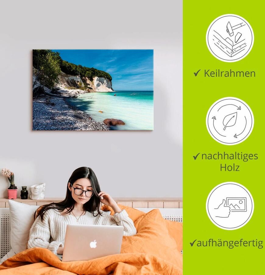 Artland Artprint Krijtrotsen op het eiland Rügen III als artprint van aluminium artprint voor buiten artprint op linnen poster in verschillende maten. maten