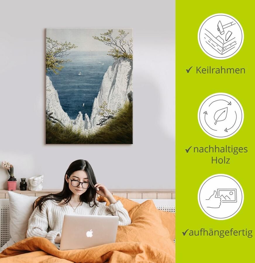 Artland Artprint Krijtrotsen op Rügen omstreeks 1826 als artprint op linnen poster in verschillende formaten maten - Foto 2