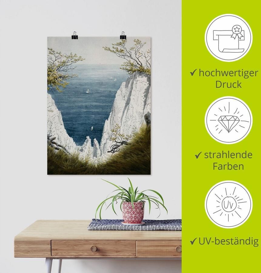 Artland Artprint Krijtrotsen op Rügen omstreeks 1826 als artprint op linnen poster in verschillende formaten maten - Foto 3