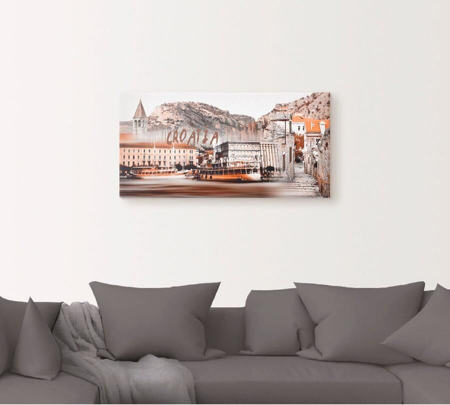 Artland Artprint op linnen Kroatië Skyline abstracte collage - Foto 4