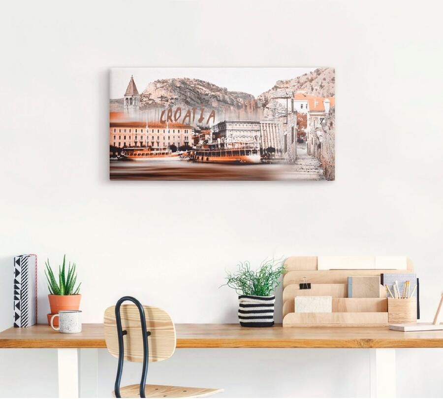 Artland Artprint op linnen Kroatië Skyline abstracte collage - Foto 3