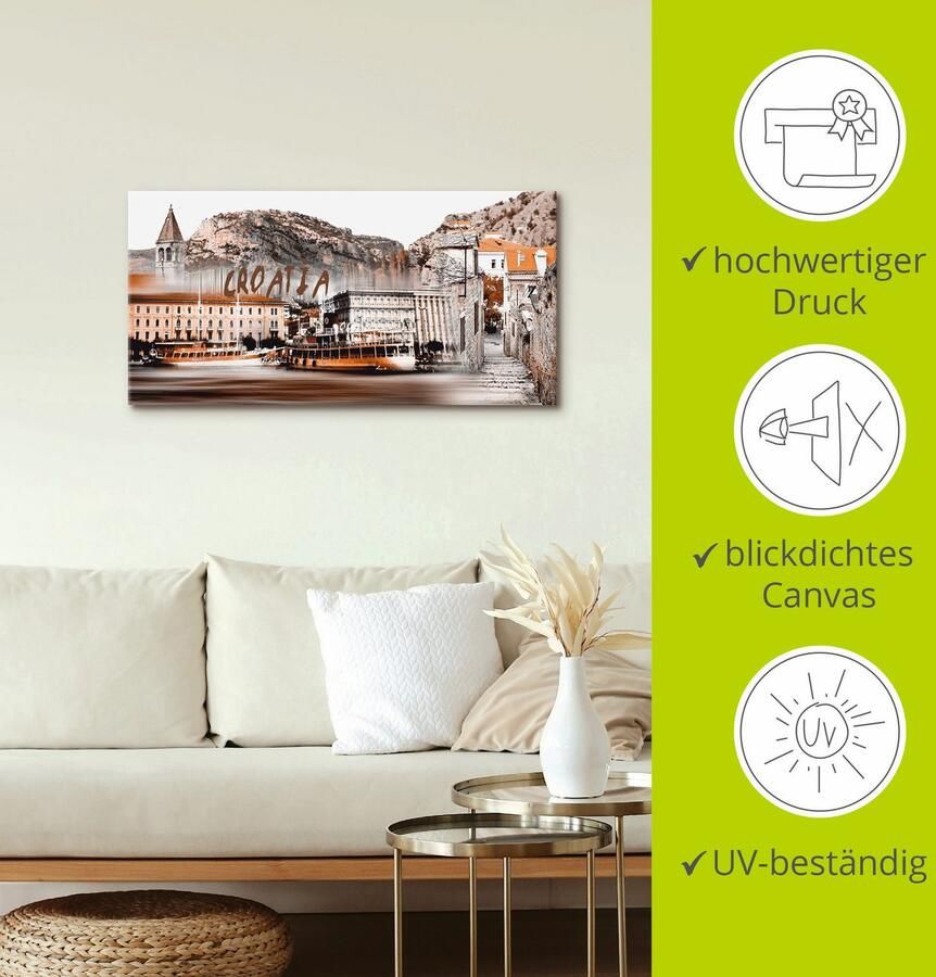 Artland Artprint op linnen Kroatië Skyline abstracte collage - Foto 2