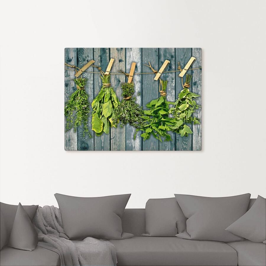 Artland Artprint Kruiden met hout-look als artprint van aluminium artprint op linnen muursticker verschillende maten