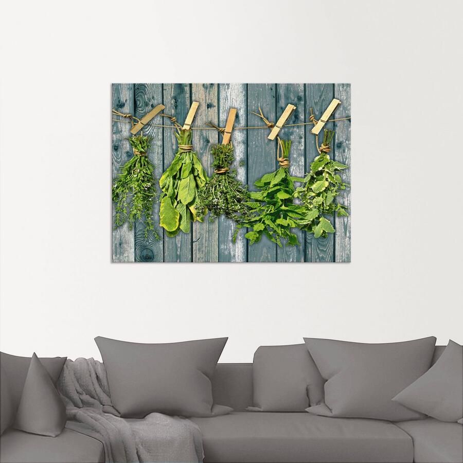 Artland Artprint Kruiden met hout-look als artprint van aluminium artprint op linnen muursticker verschillende maten - Foto 2
