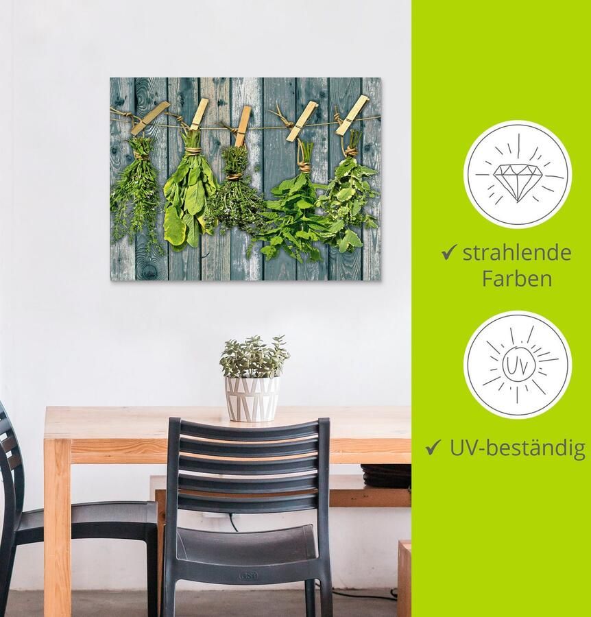 Artland Artprint Kruiden met hout-look als artprint van aluminium artprint op linnen muursticker verschillende maten - Foto 3