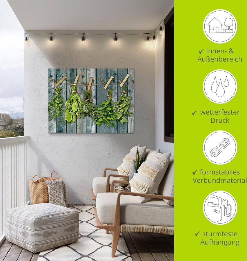 Artland Artprint Kruiden met hout-look als artprint van aluminium artprint op linnen muursticker verschillende maten - Foto 4