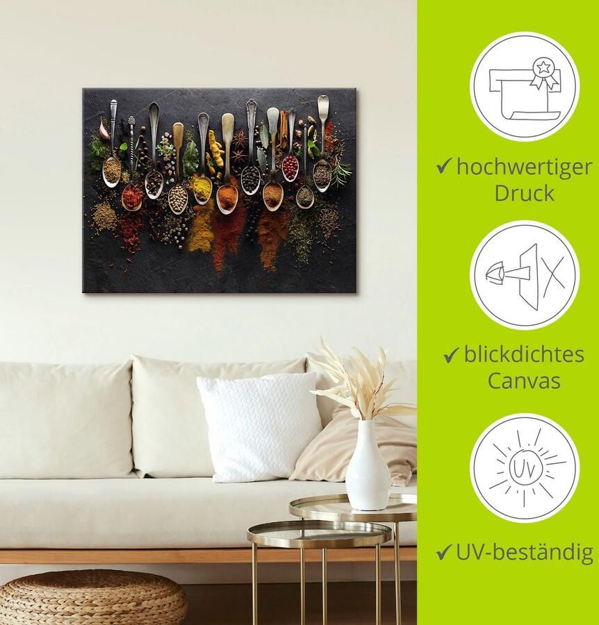 Artland Artprint Kruiden specerijen leisteen als artprint van aluminium artprint voor buiten artprint op linnen poster muursticker - Foto 3