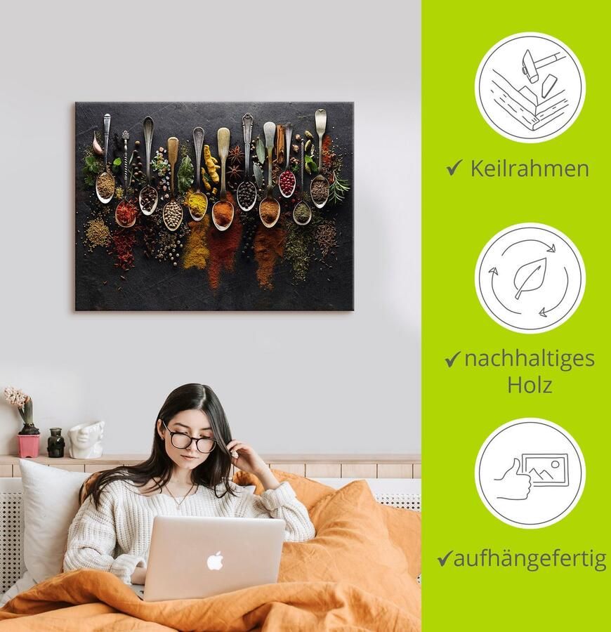 Artland Artprint Kruiden specerijen leisteen als artprint van aluminium artprint voor buiten artprint op linnen poster muursticker - Foto 2