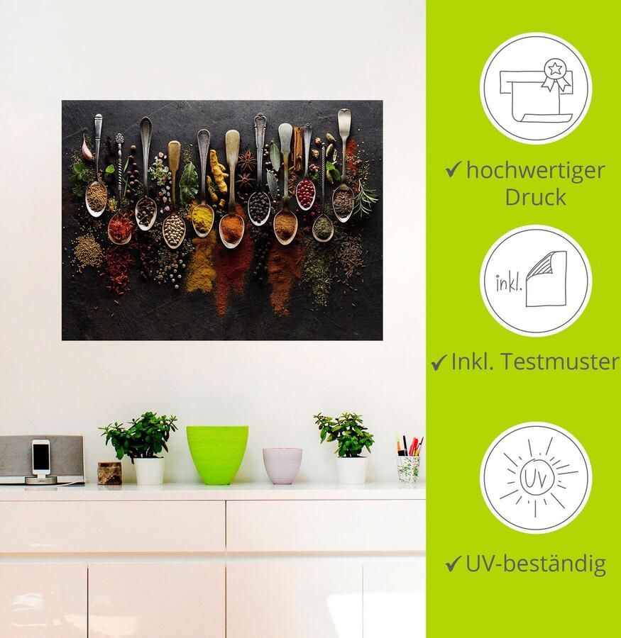 Artland Artprint Kruiden specerijen leisteen als artprint van aluminium artprint voor buiten artprint op linnen poster muursticker - Foto 3