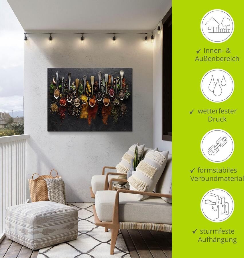 Artland Artprint Kruiden specerijen leisteen als artprint van aluminium artprint voor buiten artprint op linnen poster muursticker - Foto 5