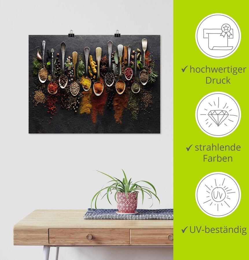 Artland Artprint Kruiden specerijen leisteen als artprint van aluminium artprint voor buiten artprint op linnen poster muursticker - Foto 4