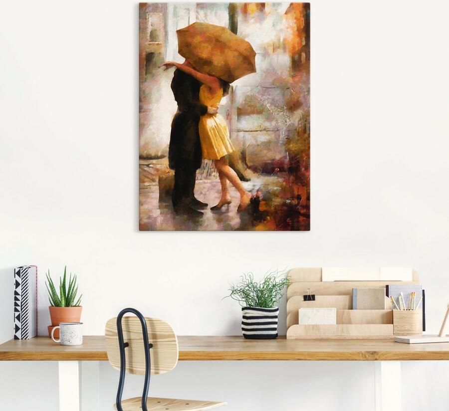 Artland Artprint Kus onder paraplu als artprint op linnen poster in verschillende formaten maten