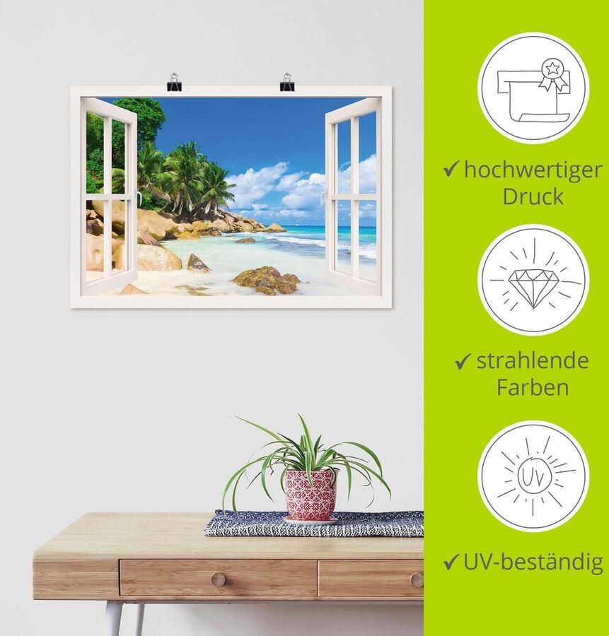 Artland Artprint Kust met palmen door het raam als artprint van aluminium artprint voor buiten artprint op linnen poster muursticker - Foto 5