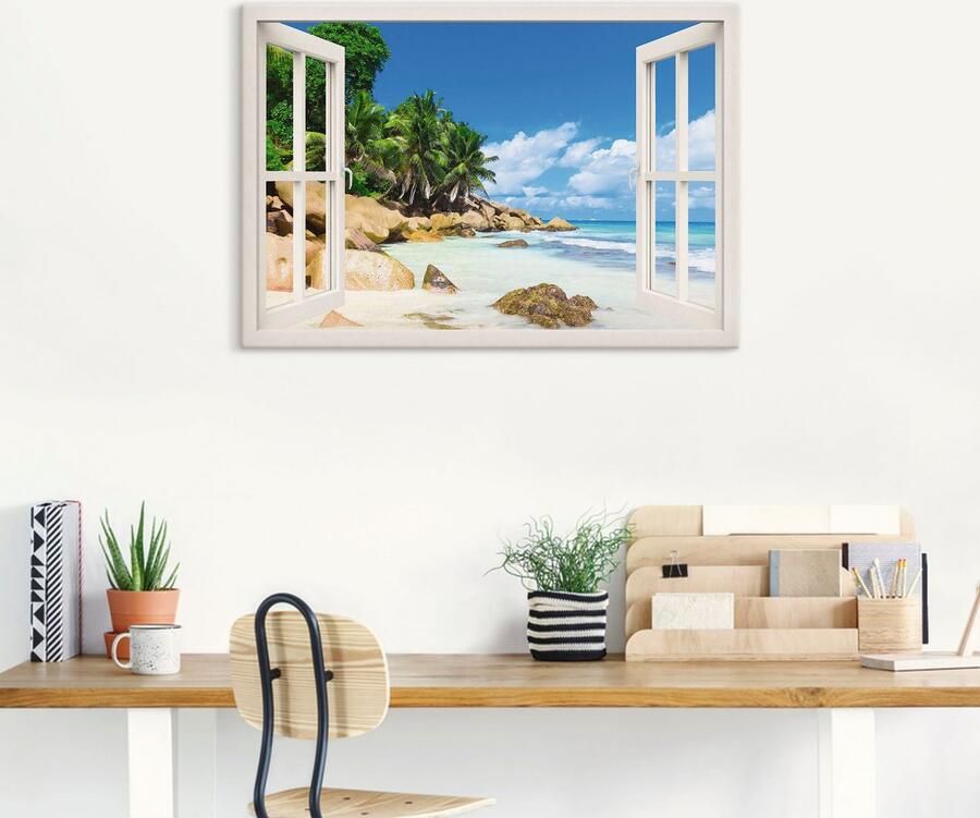 Artland Artprint Kust met palmen door het raam als artprint van aluminium artprint voor buiten artprint op linnen poster muursticker - Foto 5