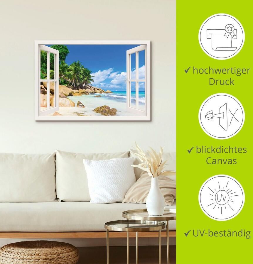 Artland Artprint Kust met palmen door het raam als artprint van aluminium artprint voor buiten artprint op linnen poster muursticker - Foto 4