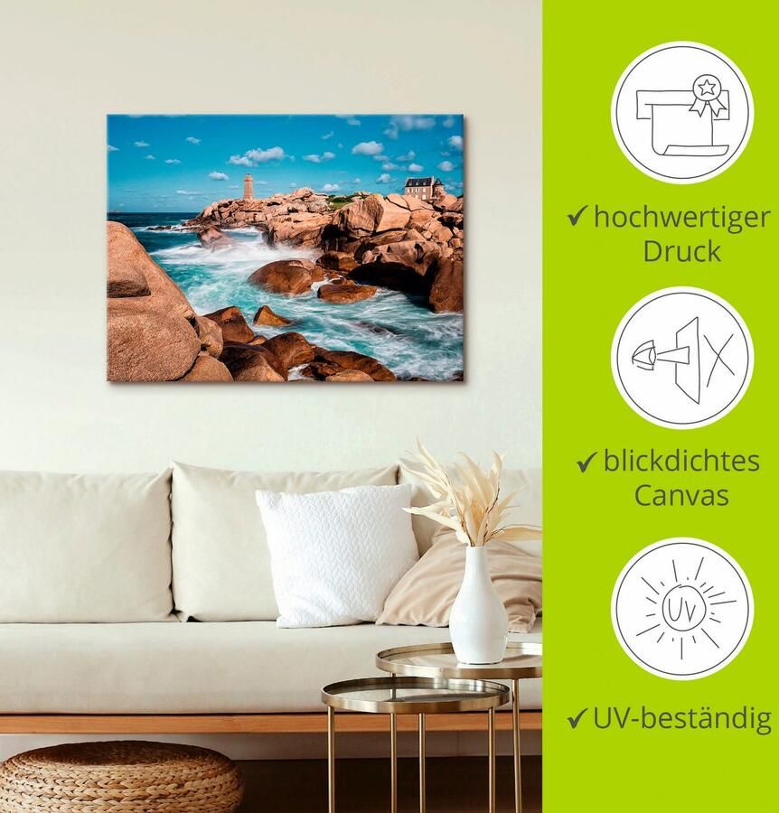 Artland Artprint Kust van de Atlantische Oceaan Bretagne bij Ploumanach als artprint op linnen poster in verschillende formaten maten - Foto 2