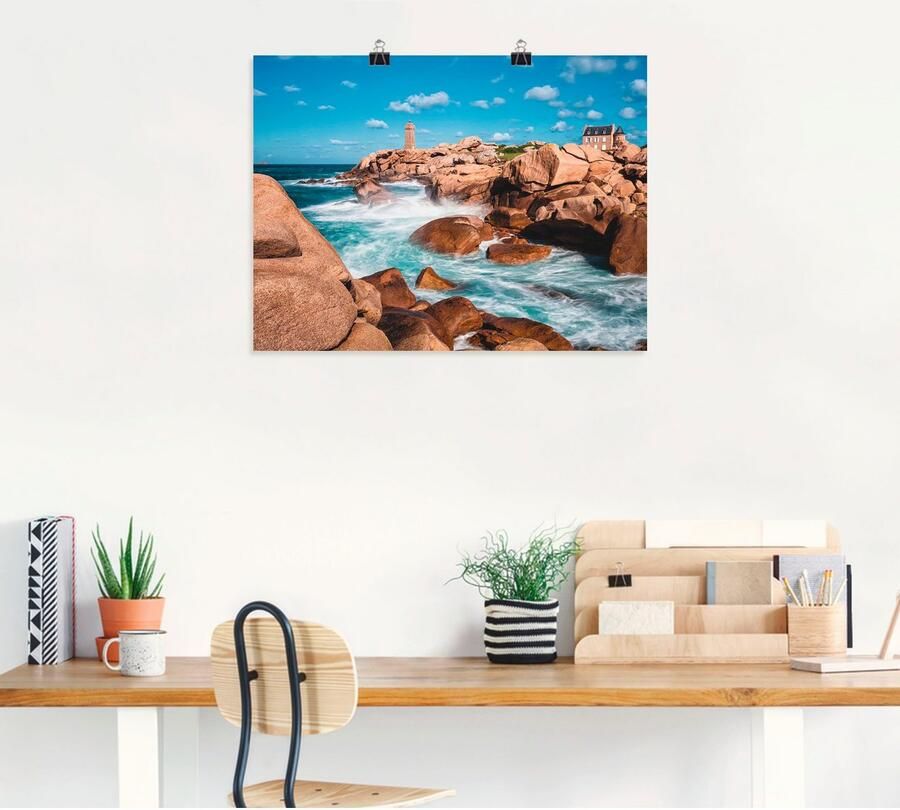 Artland Artprint Kust van de Atlantische Oceaan Bretagne bij Ploumanach als artprint op linnen poster in verschillende formaten maten - Foto 4