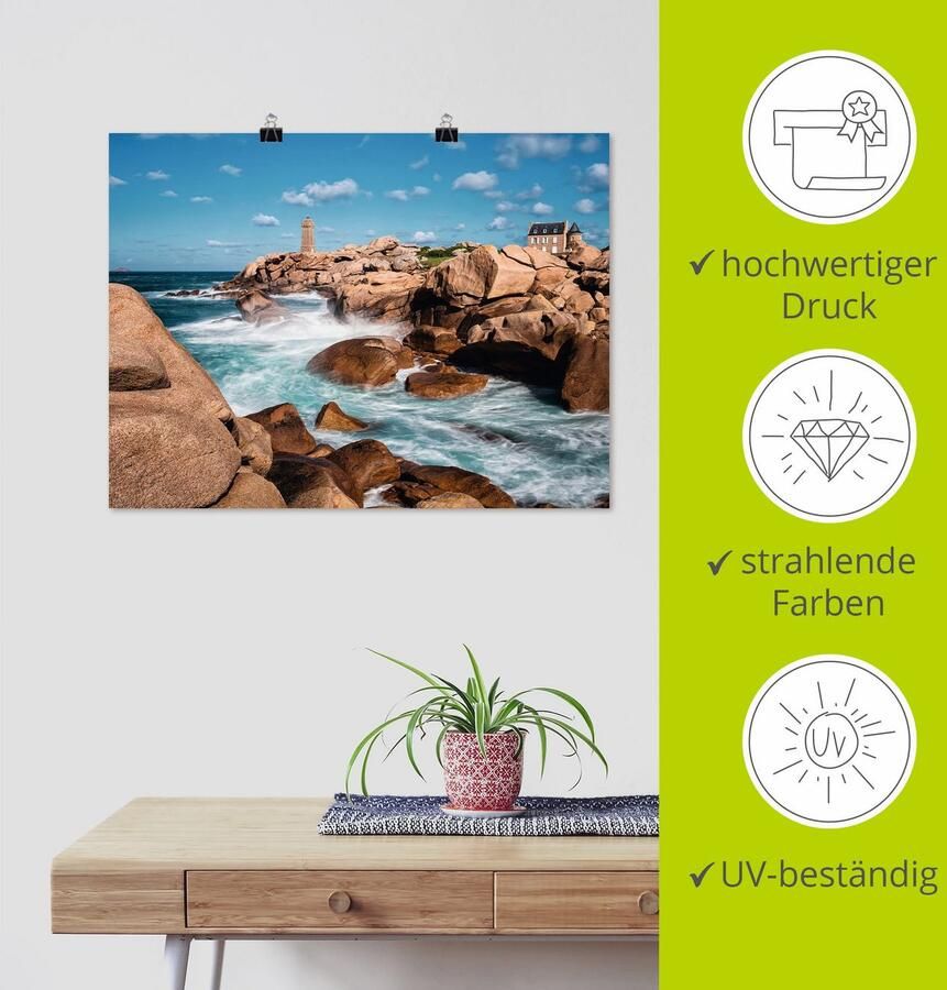 Artland Artprint Kust van de Atlantische Oceaan Bretagne bij Ploumanach als artprint op linnen poster in verschillende formaten maten - Foto 3