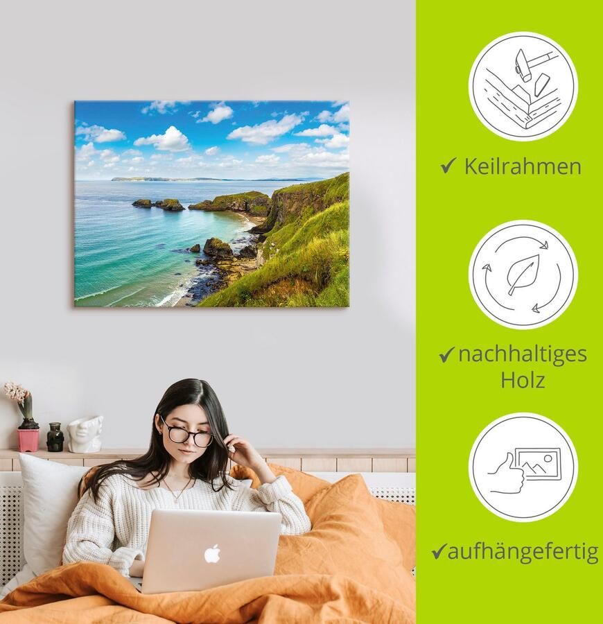 Artland Artprint op linnen Kustpad in Carrick-a-Rede - Foto 3