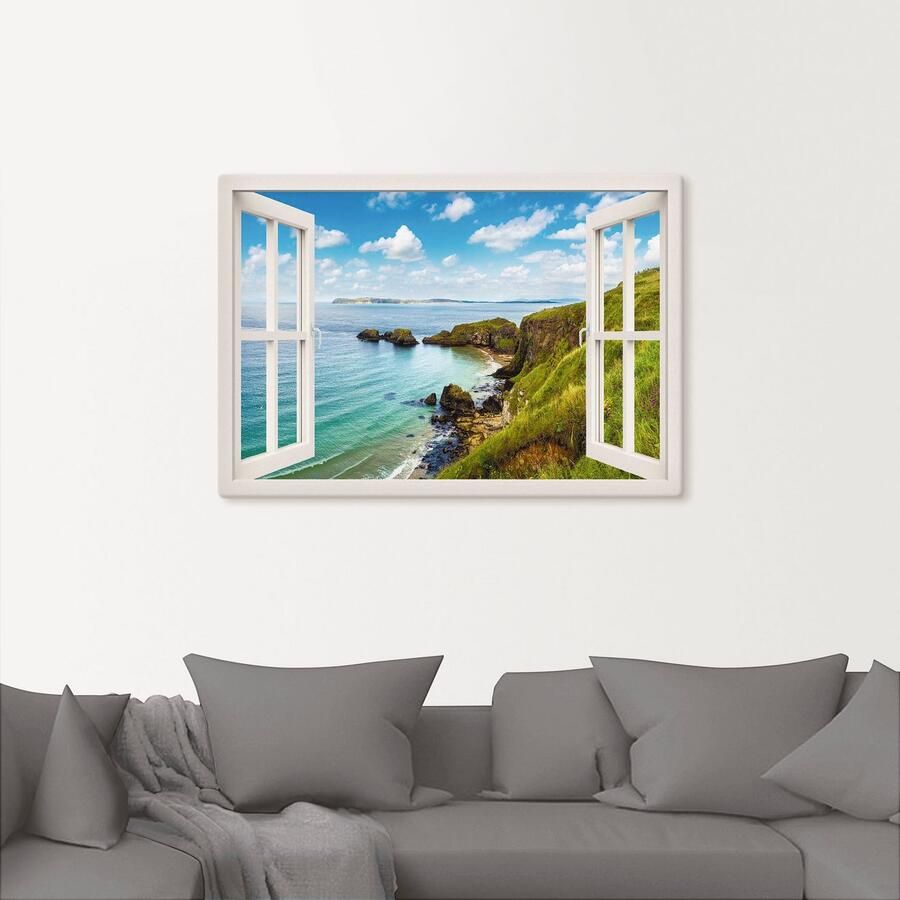 Artland Artprint Kustweg in Noord-Ierland door het raam als artprint op linnen poster in verschillende formaten maten - Foto 2