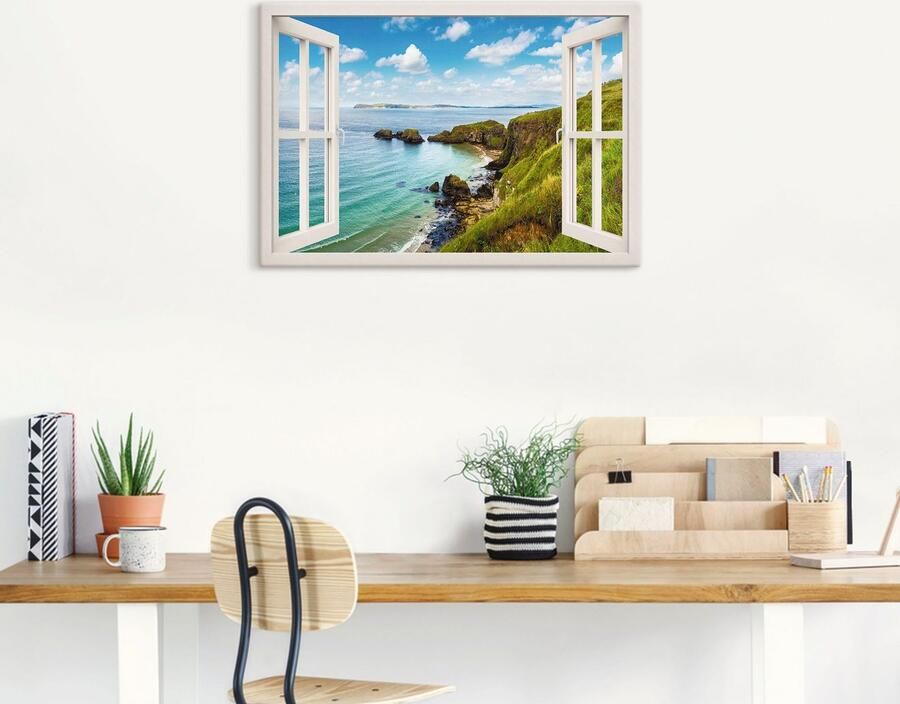 Artland Artprint Kustweg in Noord-Ierland door het raam als artprint op linnen muursticker of poster in verschillende maten - Foto 7