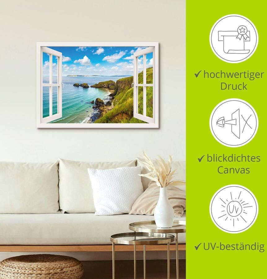 Artland Artprint Kustweg in Noord-Ierland door het raam als artprint op linnen muursticker of poster in verschillende maten - Foto 4