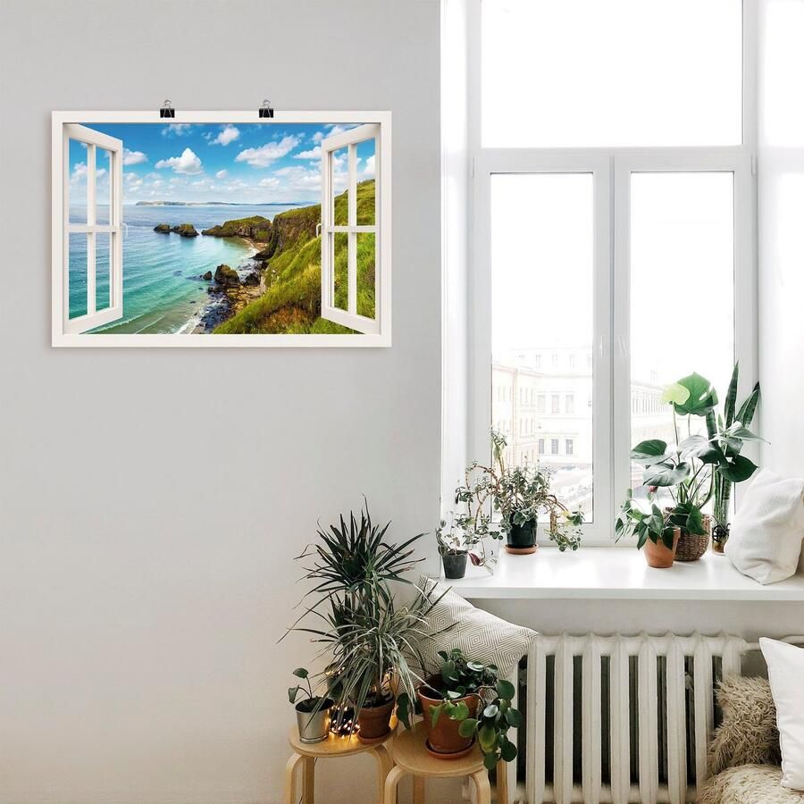 Artland Artprint Kustweg in Noord-Ierland door het raam als artprint op linnen muursticker of poster in verschillende maten - Foto 3