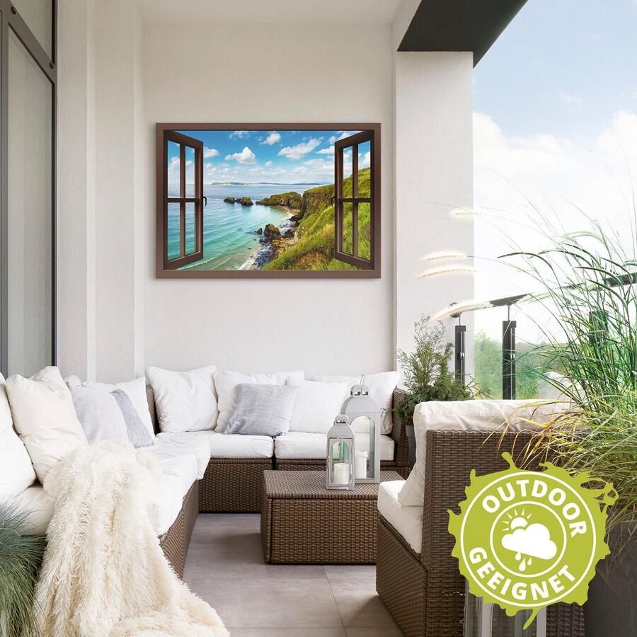 Artland Artprint Kustweg in Noord-Ierland door het raam als artprint van aluminium artprint op linnen muursticker verschillende maten - Foto 2