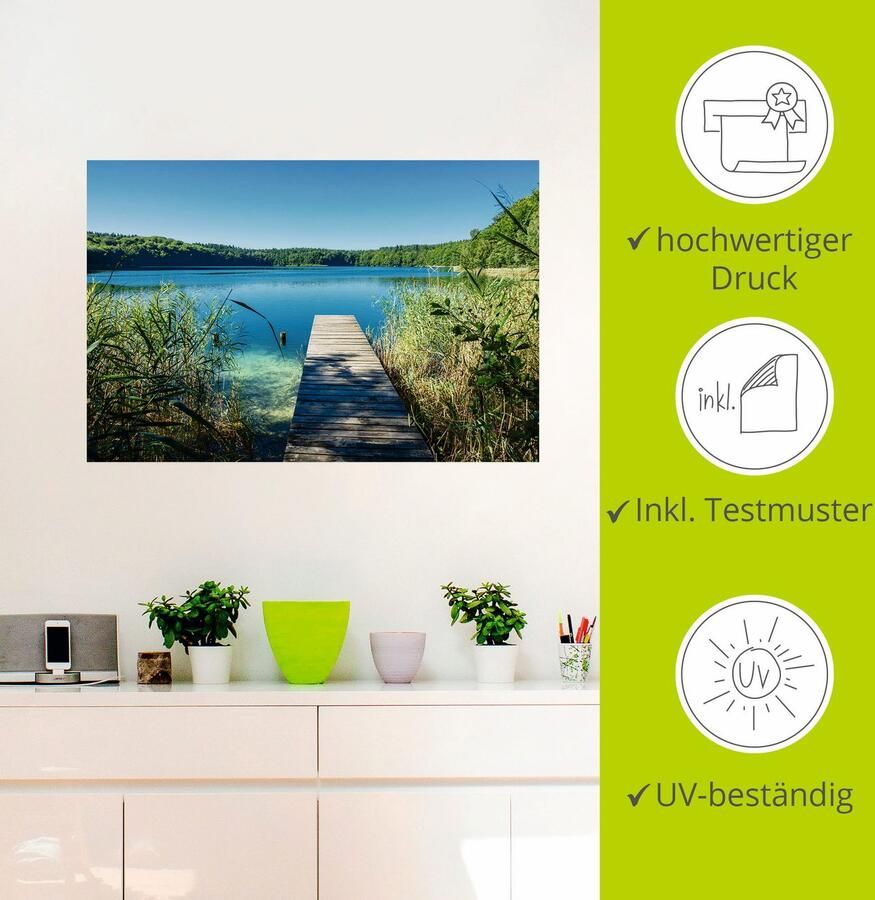 Artland Artprint Landschap aan het meer pier als poster muursticker in verschillende maten - Foto 2