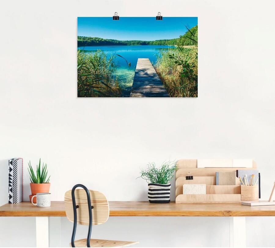 Artland Artprint Landschap aan het meer pier als poster muursticker in verschillende maten - Foto 4