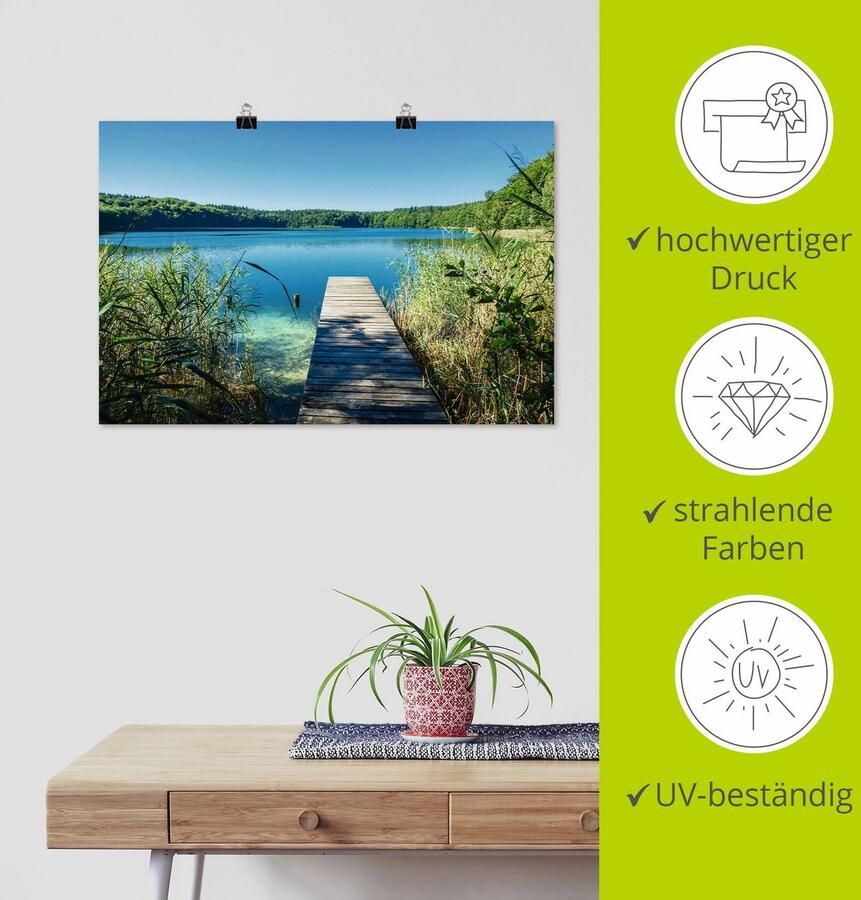 Artland Artprint Landschap aan het meer pier als poster muursticker in verschillende maten - Foto 3