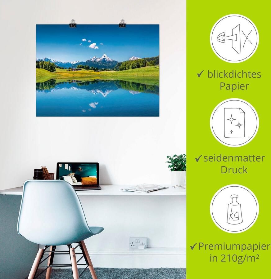 Artland Artprint Landschap in de Alpen als artprint van aluminium artprint voor buiten artprint op linnen poster in verschillende maten. maten - Foto 2