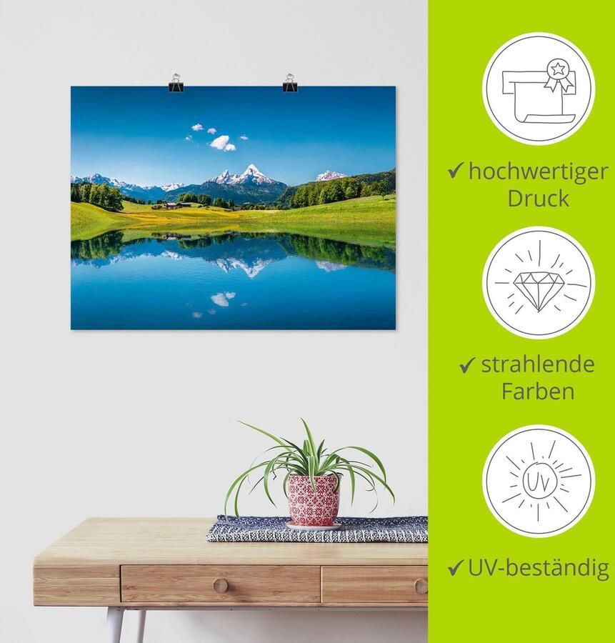 Artland Artprint Landschap in de Alpen als artprint van aluminium artprint voor buiten artprint op linnen poster in verschillende maten. maten - Foto 3