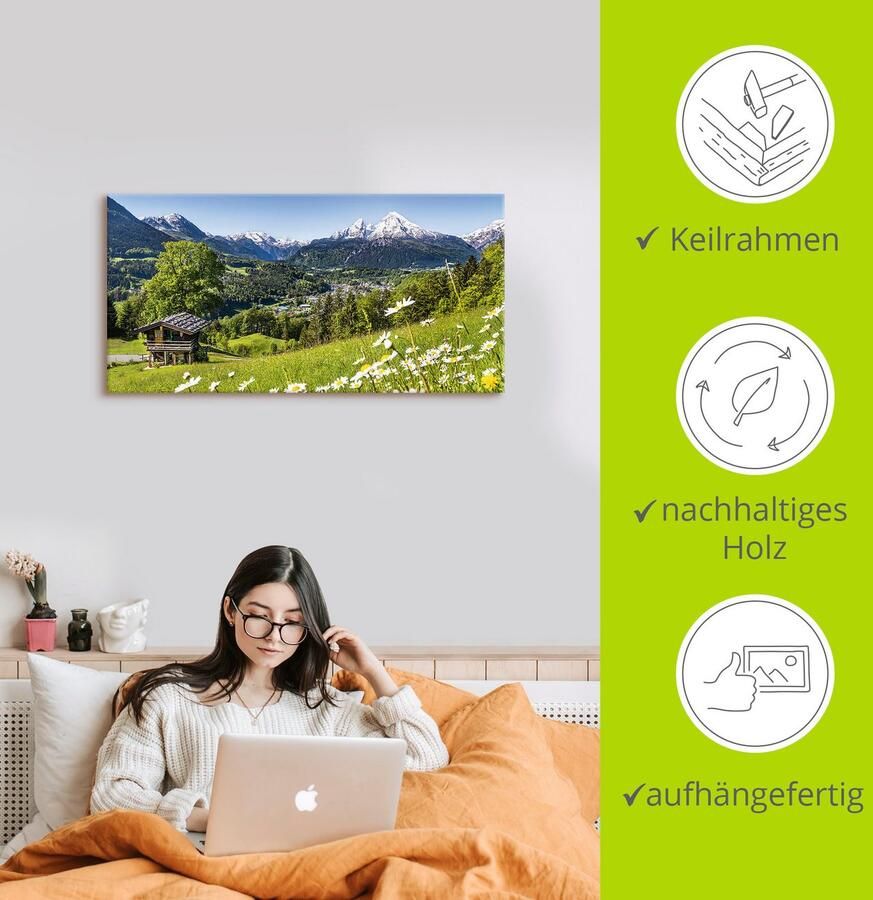 Artland Artprint Landschap in de Beierse Alpen als artprint van aluminium artprint voor buiten artprint op linnen poster muursticker - Foto 3