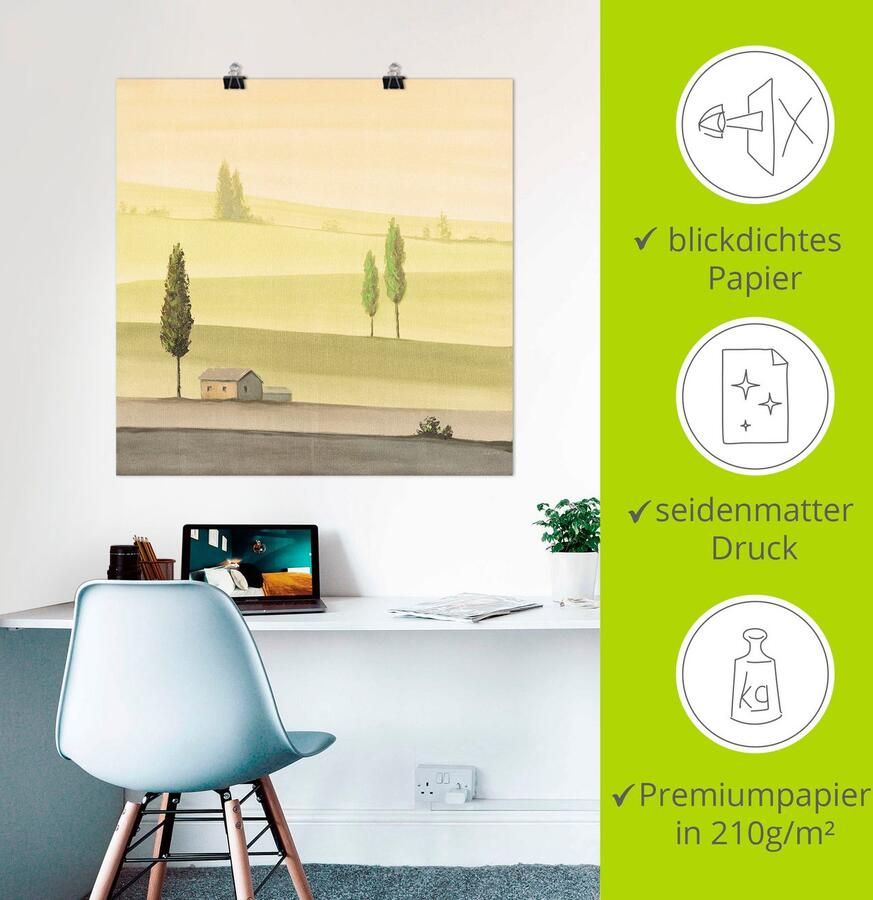 Artland Artprint Landschap in groen II als artprint op linnen poster in verschillende formaten maten - Foto 2