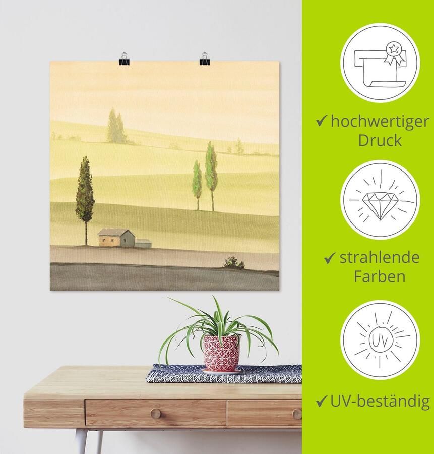 Artland Artprint Landschap in groen II als artprint op linnen poster in verschillende formaten maten - Foto 3