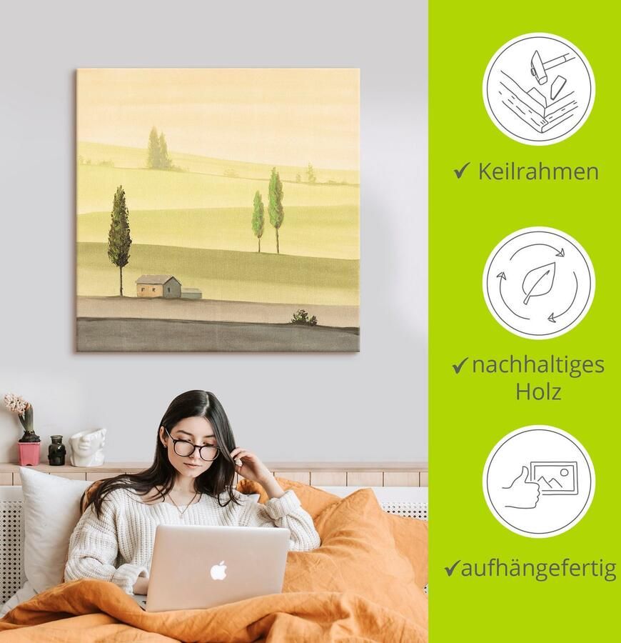 Artland Artprint Landschap in groen II als artprint op linnen poster in verschillende formaten maten - Foto 2