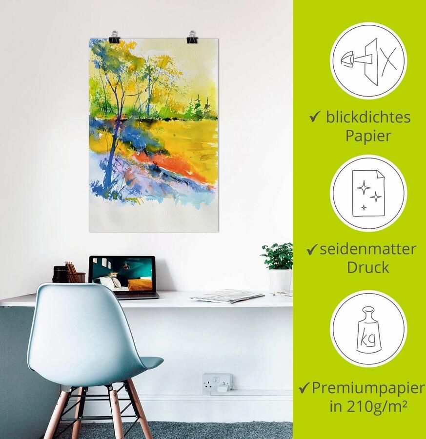 Artland Artprint Landschap in het zonlicht als artprint van aluminium artprint voor buiten artprint op linnen poster muursticker - Foto 2