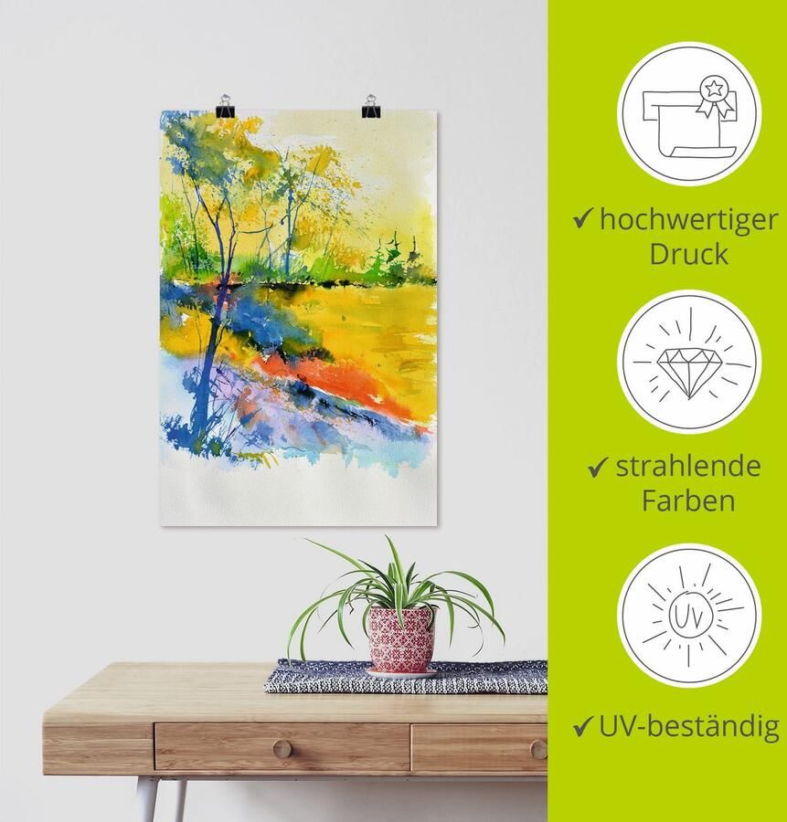 Artland Artprint Landschap in het zonlicht als artprint van aluminium artprint voor buiten artprint op linnen poster muursticker - Foto 3