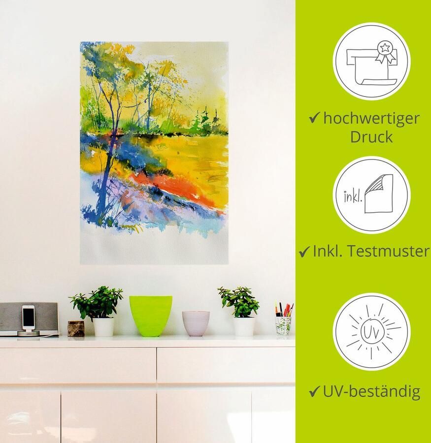 Artland Artprint Landschap in het zonlicht als artprint van aluminium artprint voor buiten artprint op linnen poster muursticker - Foto 2