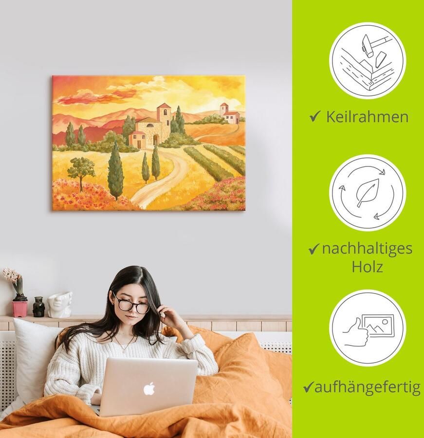 Artland Artprint Landschap VII_geel als artprint van aluminium artprint voor buiten artprint op linnen in verschillende maten - Foto 2