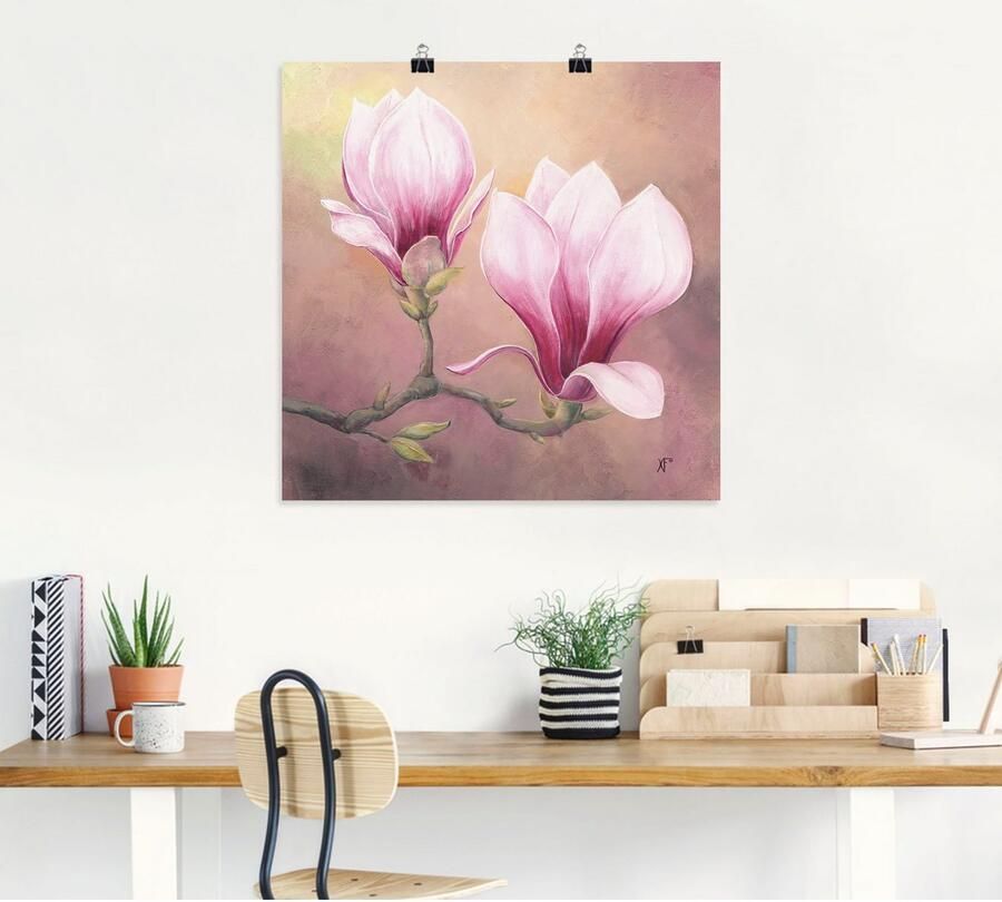 Artland Artprint Late magnolia als artprint van aluminium artprint op linnen muursticker of poster in verschillende maten - Foto 4
