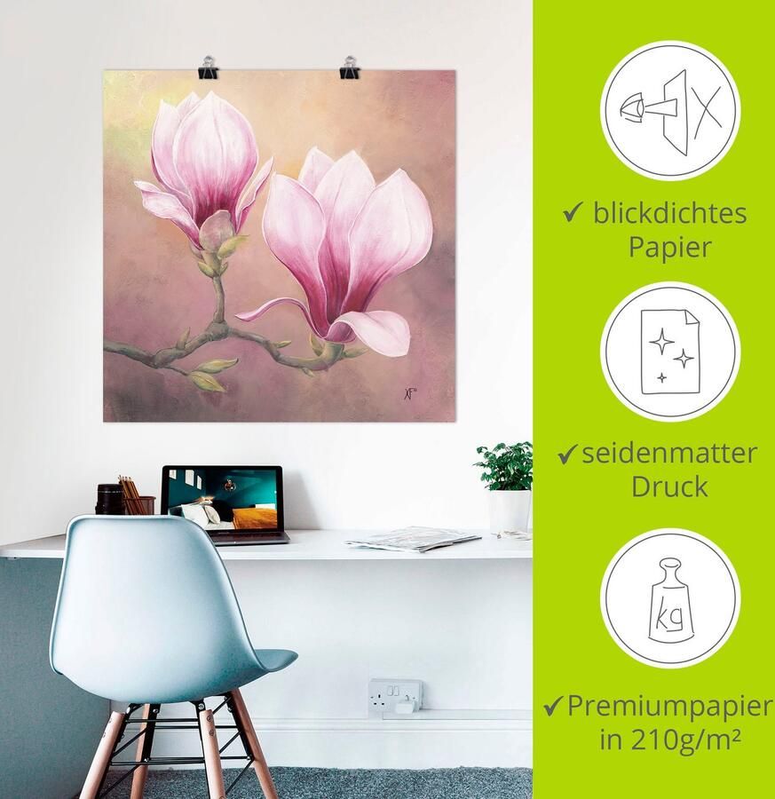 Artland Artprint Late magnolia als artprint van aluminium artprint op linnen muursticker of poster in verschillende maten - Foto 2