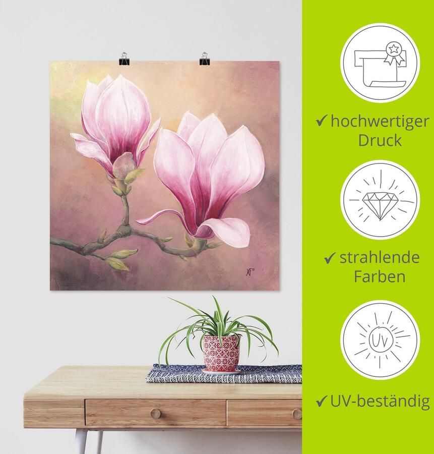 Artland Artprint Late magnolia als artprint van aluminium artprint op linnen muursticker of poster in verschillende maten - Foto 3