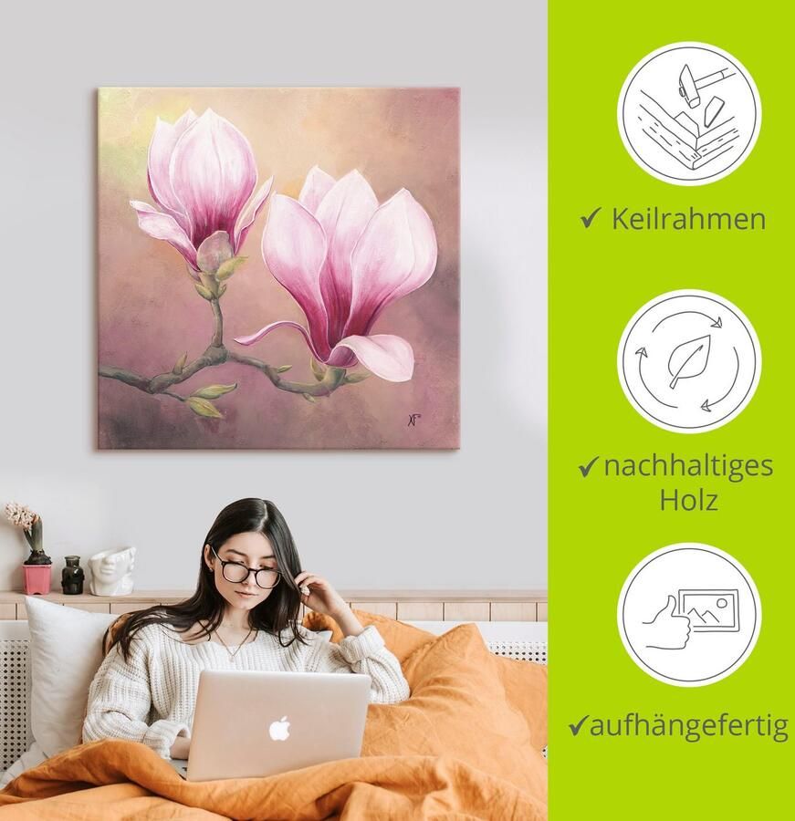 Artland Artprint Late magnolia als artprint van aluminium artprint op linnen muursticker of poster in verschillende maten - Foto 2