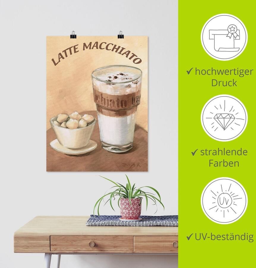 Artland Artprint Latte macchiato als artprint op linnen poster muursticker in verschillende maten - Foto 3