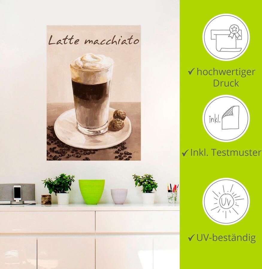 Artland Artprint Latte macchiato koffie als poster muursticker in verschillende maten - Foto 3