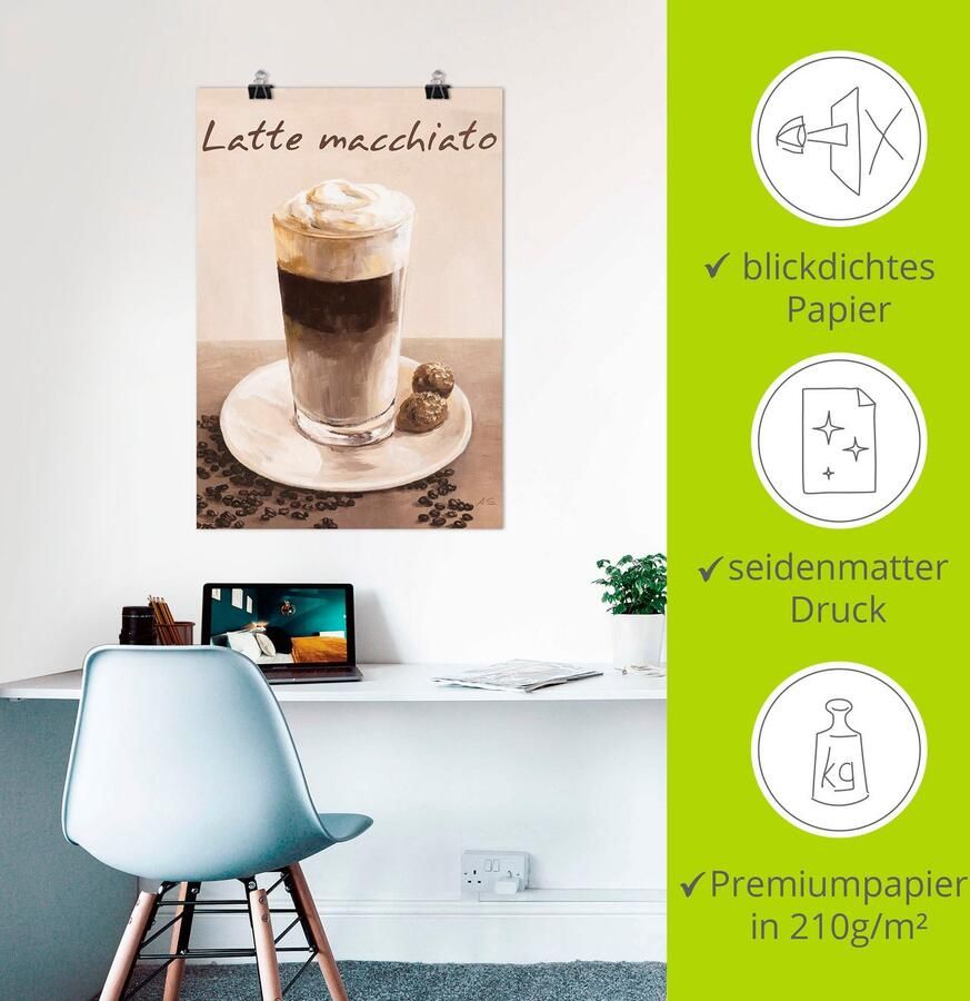 Artland Artprint Latte macchiato koffie als poster muursticker in verschillende maten - Foto 2