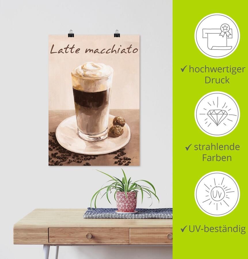 Artland Artprint Latte macchiato koffie als poster muursticker in verschillende maten - Foto 3