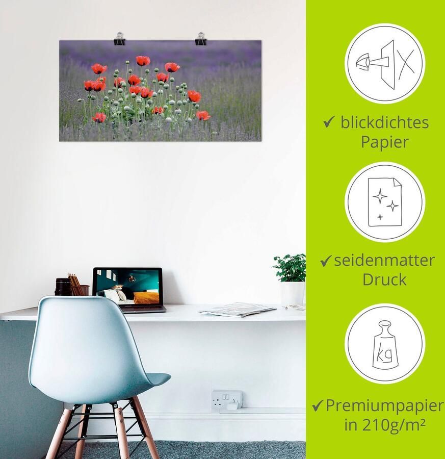 Artland Artprint Lavendel boerderij in Sequim klaprozen als artprint op linnen poster muursticker in verschillende maten - Foto 3